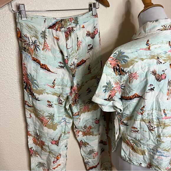 Billabong Hana Koa Beach surfer short sleeve button shirt & pants set NEW SMALL - Picture 6 of 12
